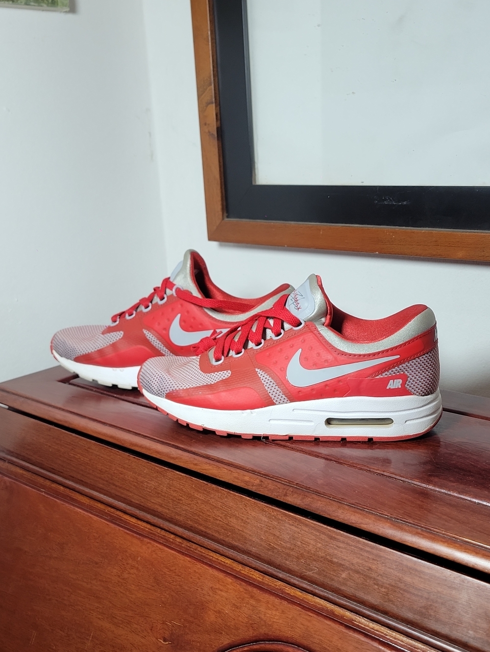 Nike Women's Red and Silver Air Max Sneakers